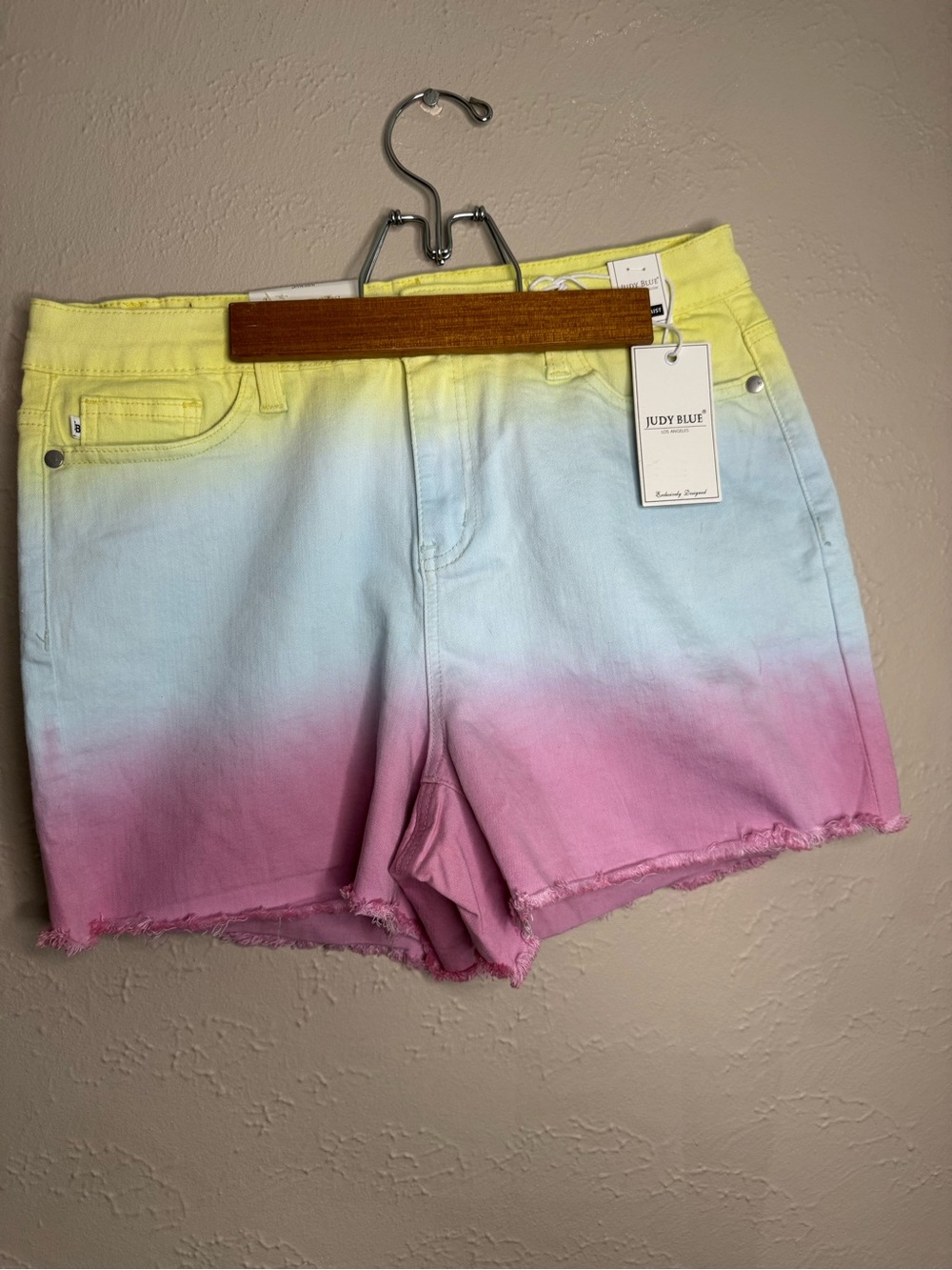 Judy Blue Yellow to Pink Ombre Denim Shorts